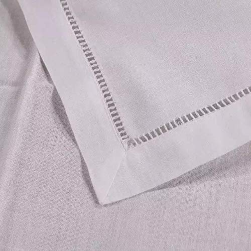 Minghing Linen Table Runner, Hemstitch Table Runner 16 X 144 Inch Handmade White Table Runner For Spring Mother Day Memorial Day – Machine Washable #TOP3