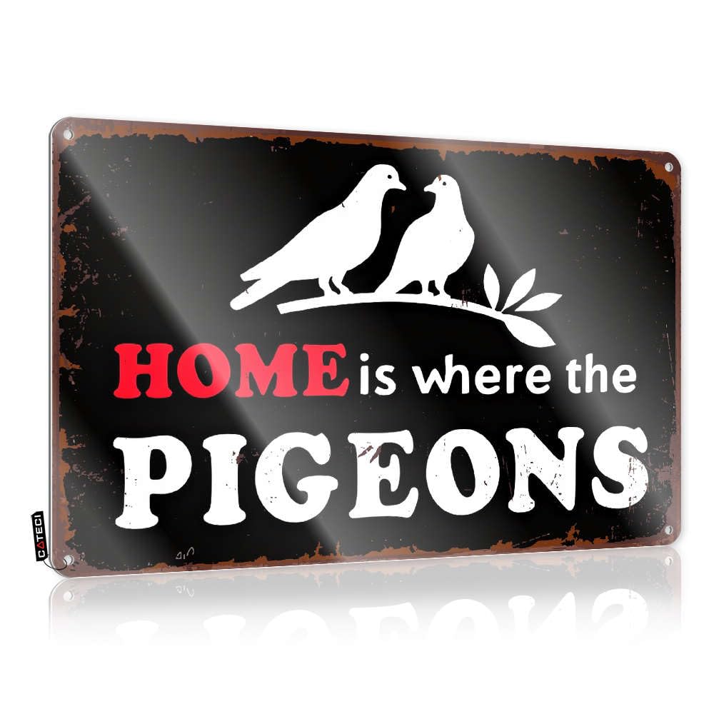 Tinplate Sign Vintage Hanging Decor Pre-drilled & California Flat Print | Home Is Where The Pigeons. For Cowboy Bedroom - Backyard Signs And Outdoor(30X40CM)