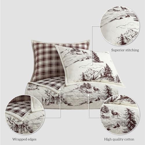 Image of Paseo Road White Pine White Brown Full /Queen 3 Piece Quilt Set