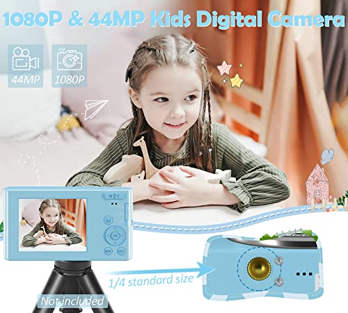 Uikicon Digital Camera, Fhd 4K 44Mp Kids Camera Video Camera With 32Gb Sd Card 16X Digital Zoom, Compact Point And Shoot Camera Portable Small Camera For Teens Students Boys Girls-Light Blue #TOP1
