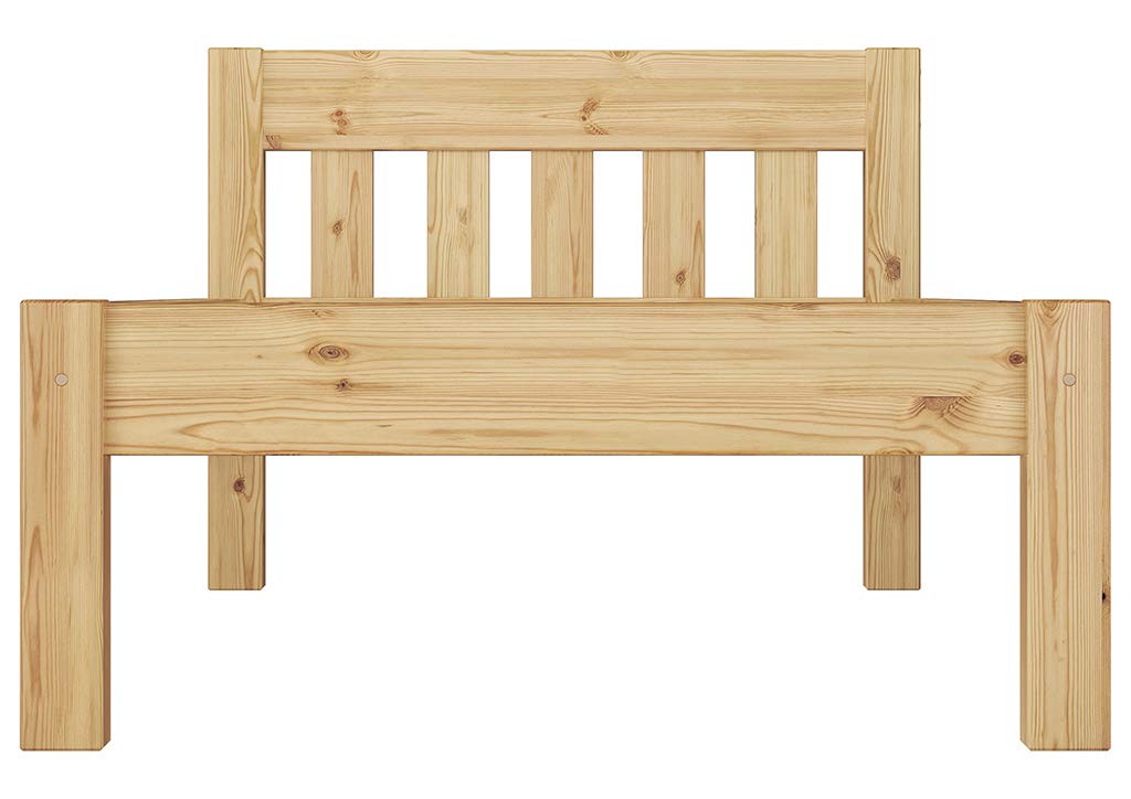 Erst-Holz®Einzelbett mit Sprossen Holzgestell Kiefer Massiv 90 x 200