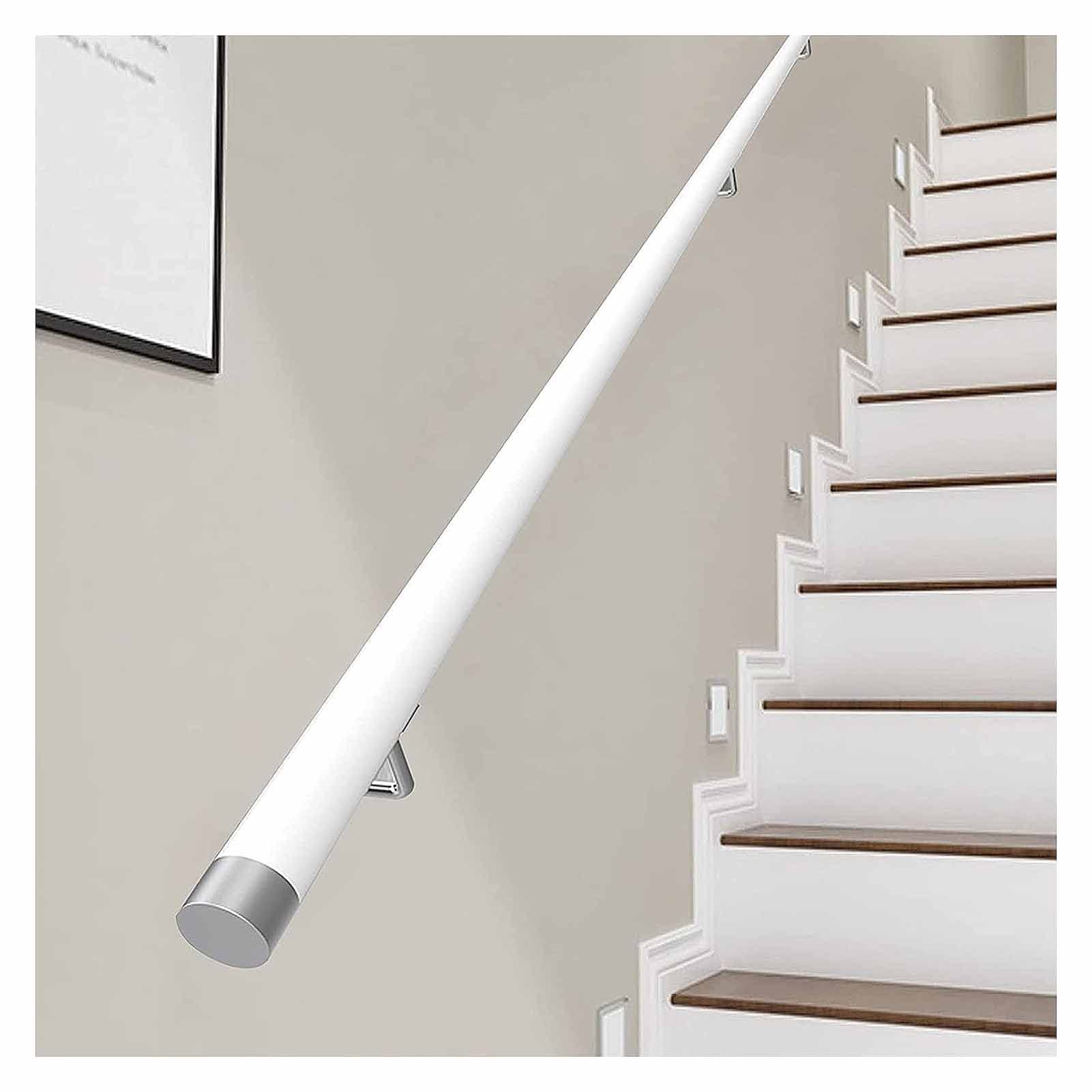 Stair Rail Stair Banister handrail White Wooden Handrails, 1.6ft-13ft Complete Kit, Corridor Non-Slip Stair Railings Support Rod Hand Railing (Size : 300cm/9.8ft)
