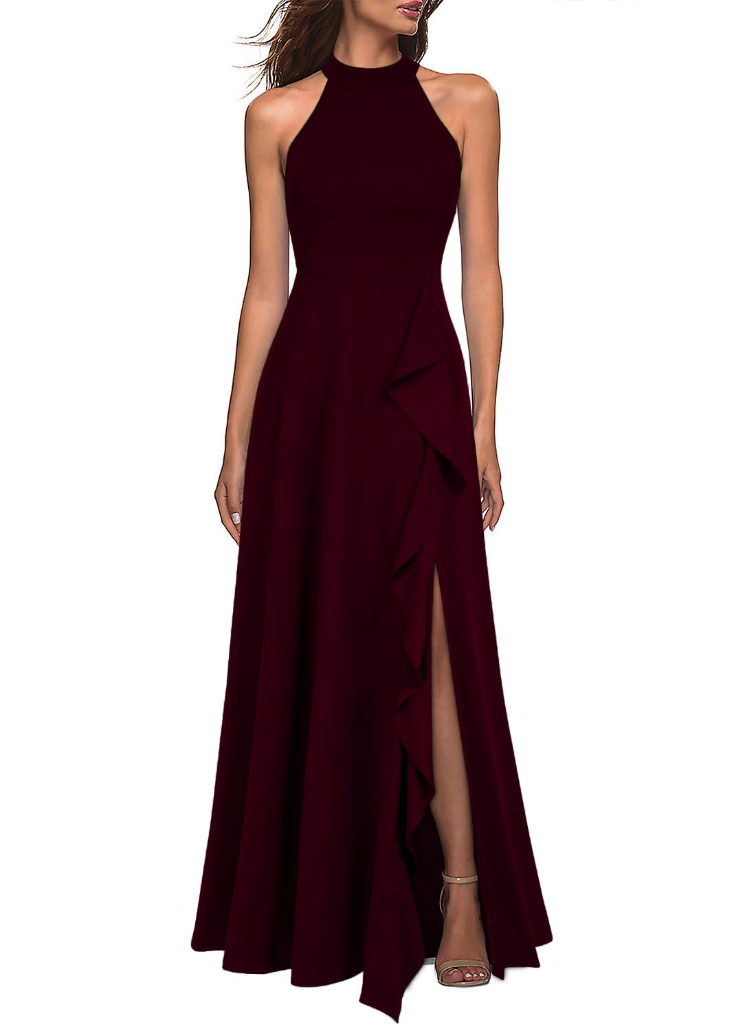 WOOSEA High Neck Split Dress