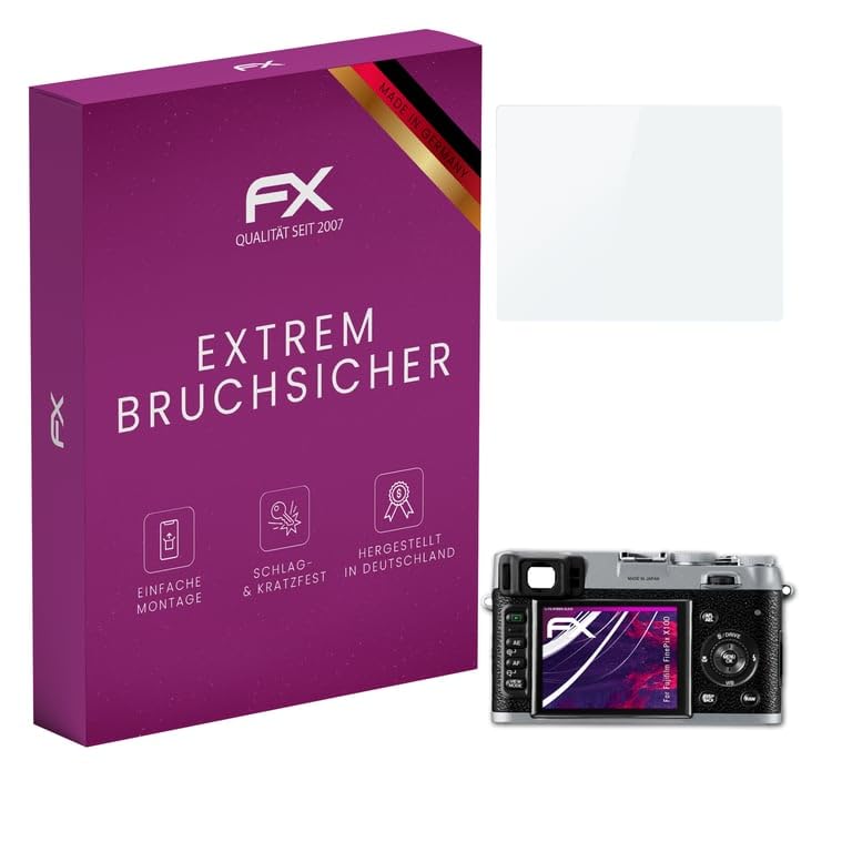 atFoliX Plastic Glass Protective Film compatible with Fujifilm FinePix X100 Glass Protector, 9H Hybrid-Glass FX Screen Protector