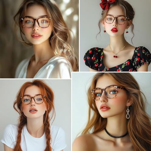 Image of Blue Light Glasses for Woman Men | 99% Blue Light Blocking Glasses for Computer Gaming TV Phone Screen Square Frame | Anti Eyestrain & UV Glare Protection - 3 Pairs