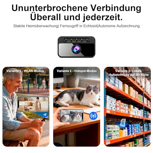 AOBOCAM Mini Kamera, WLAN 4K mit Cloud-Speicher - 150° Weitwinkel HD Überwachungskamera Innen- Drahtlose Sicherheitskamera mit Intelligente Bewegungserkennung/Nachtsicht/Energieeffiziente Akku