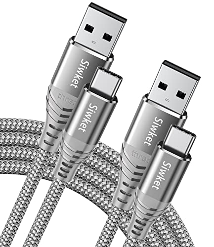 Siwket Cable USB C (2 unidades, 1 m+2 m), cable de carga USB tipo C, trenzado rápido para Samsung Galaxy S20 10 9 8 Plus, Note 10 9 8, LG G5 G6, Sony Xperia, Huawei P30 P20 Mate20, Xiaomi, etc Cover