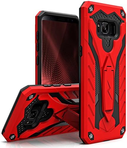 Zizo Static Series Compatible with Samsung Galaxy S8 Plus Case Military Grade Drop Tested with Built in Kickstand RED Black