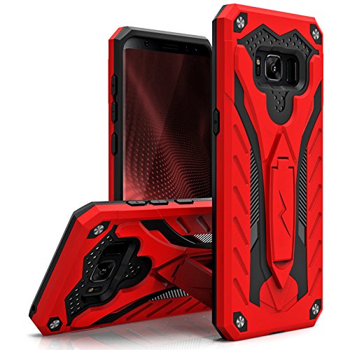 Zizo Static Series Compatible with Samsung Galaxy S8 Plus Case Military Grade Drop Tested with Built in Kickstand RED Black