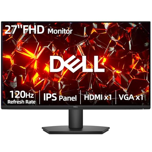 Image of Dell 27 inch Full HD Computer Monitor, 1080p IPS Display, 100Hz Refresh Rate for Smooth Motion, Hardware-Based Comfortview Plus Blue Light Filter, Ultra-Thin Bezel, HDMI & VGA Ports, VESA Mountable