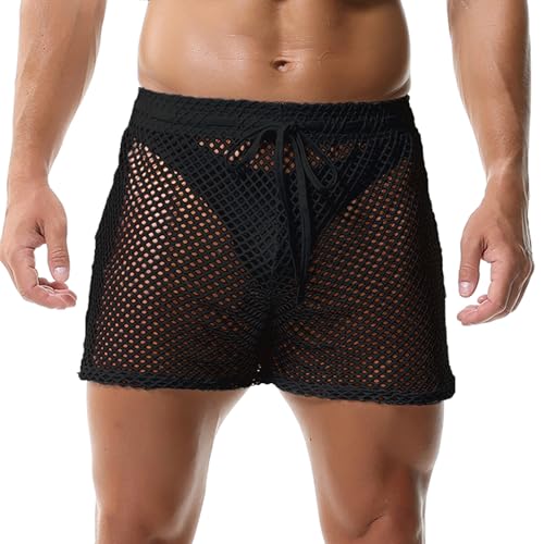 YUFEIDA Men's Fishnet Boxer Shorts Cute Drawstring Trunks Breathable Boxers