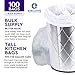 Clear 7-10 Gallon Trash Bags, Bulk Pack - Medium Size Garbage Bin Liners for Office, Bedroom and Kitchen Wastebasket Cans - by Executive Collection (100 Bags)