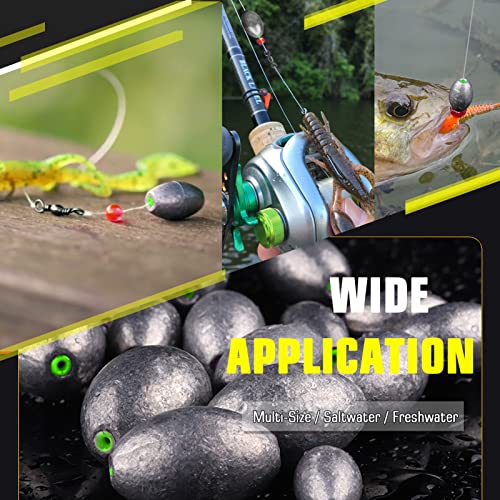 Amysports GLXQZ-3G-20 Egg Lead Fishing Weights Kit Drop Bass Weights Sinker Tackle Saltwater Casting Fishing Sinkers Set Oval Freshwater 20Pcs 1/10Oz thumb #5