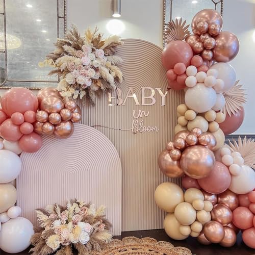 Image of Jobkoo Dusty Pink Balloons 5 Inch, 60 Pcs Small Vintage Pink Balloon Boho Dusty Rose Latex Balloons 5'' Mini Matte Retro Blush Mauve Helium Balloons for Birthday Wedding Baby Shower Party Decorations