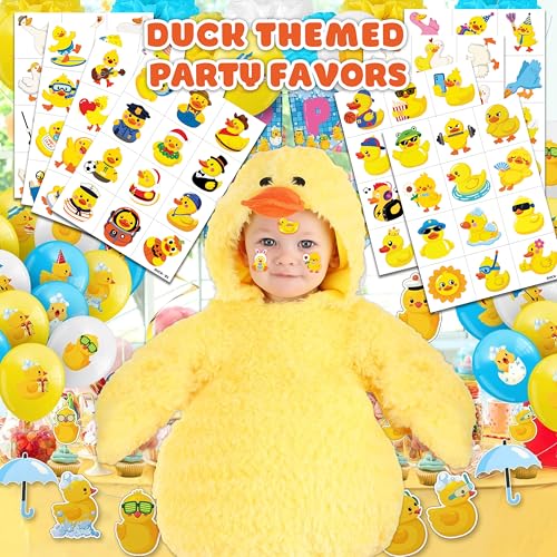 Image of 96 PCS Duck Pre-Cut Temporary Tattoos for Kids | Cute Farm Animal Themed Birthday Party Favors, Supplies, Decorations, Fake Tattoo Stickers, Rewards & Gifts For Boys & Girls