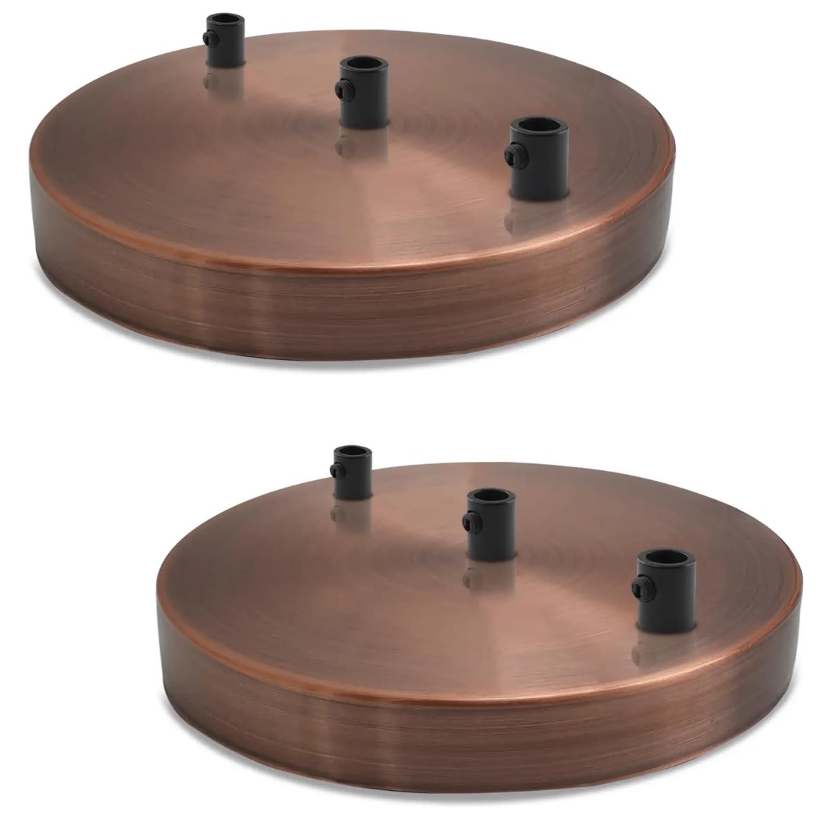 Metal Ceiling Light Canopy, 3-Hole Round Mounting Plate, Vintage Copper Finish, 12 cm (12cm Copper 2 Pack)