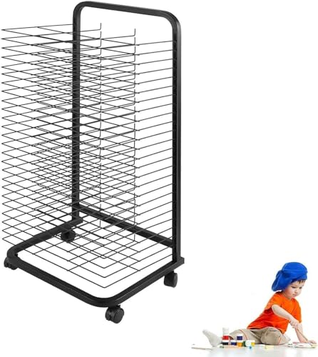 IROEJT Tendedero móvil de 20/35 estantes para Estudios y aulas de Arte. Ideal para organizar Obras de Arte, Pinturas, Almacenamiento y Cualquier Necesidad de Secado. E，35 Shelves