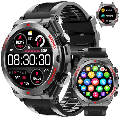 Military Smart Watch for Men With AI Q&A (Answer/Make Call/SMS Reply), 1.52