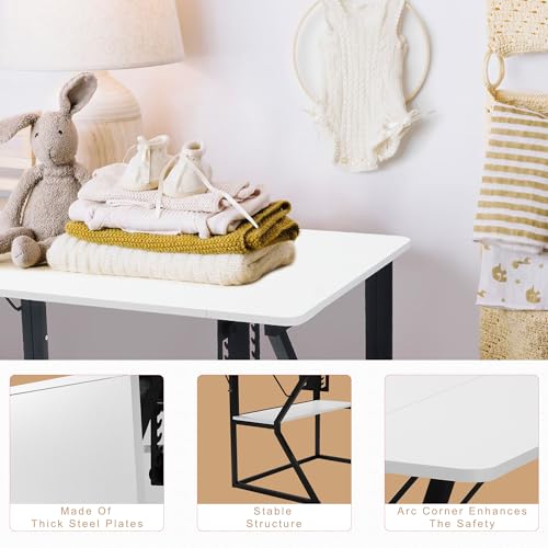 image for Vividwood Sewing Table, Large Sewing Machine Table with Adjustable Pla