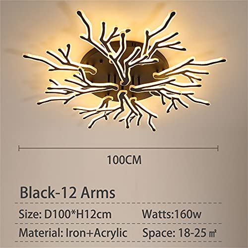 Plafonnier LED à gradation continue avec télécommande salon noir 90W - 5
