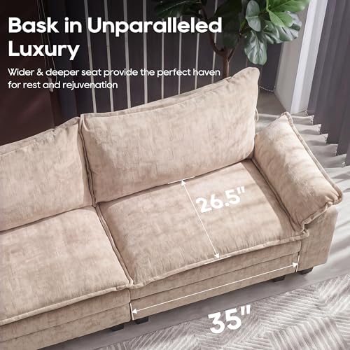 Image of URRED Oversized Modular Sectional Sofa,Khaki:87 inch L Shaped