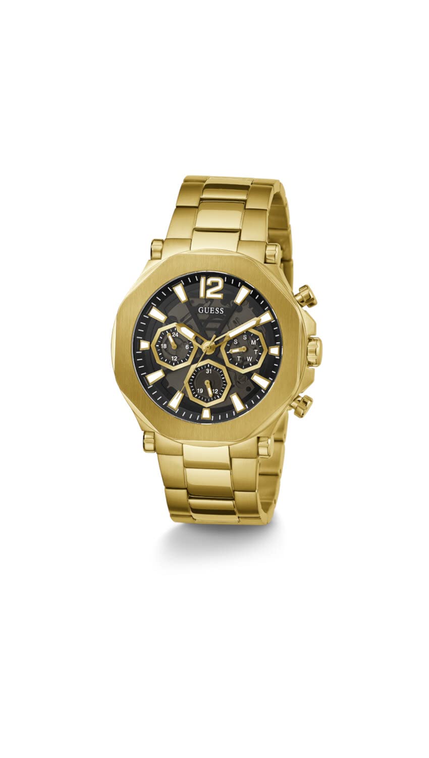 Guess US Men's Gold-Tone Cut-Through Multifunction Watch