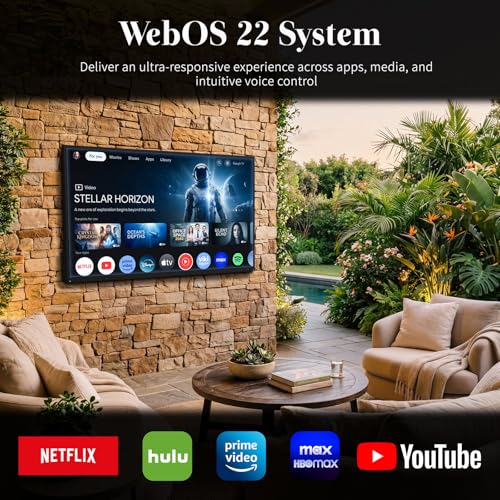 Image of 55 Inch Outdoor TV, 2000 Nits Ultra Bright 4K UHD Weatherproof Television, IP55 Waterproof Smart TV with WebOS 25, Outside TV for Backyard, Poolside, Deck & Patio