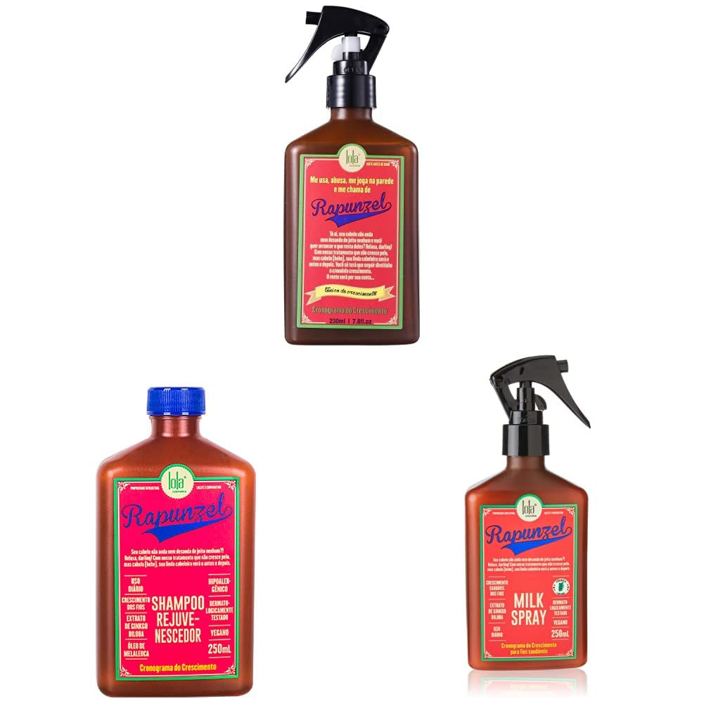From Rio Rapunzel Hair Care Set: Growth Tonic, Rejuvenating Shampoo, and Milk Spray for Strong, Healthy, Voluminous Hair - 8.45 Fl Oz Each