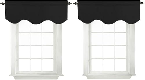 Miniatura 27 de Turquoize Cenefas de cortina opacas sólidas con bolsillo para barra festoneadas, paneles de cortina pequeños para ventana de