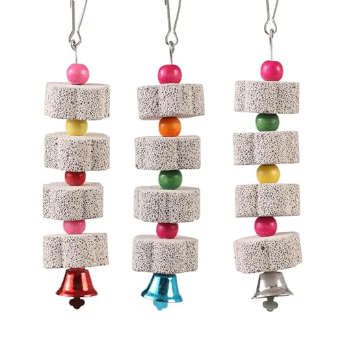 LIUYIDM 3 Piezas Piedra de Calcio para Picos de pájaros para Loros, Piedra Molar Juguetes para Loros,Juguetes Grandes para Masticar Pájaros,Juguete para Masticar Pájaros,para Cacatúas,Periquitos (3)