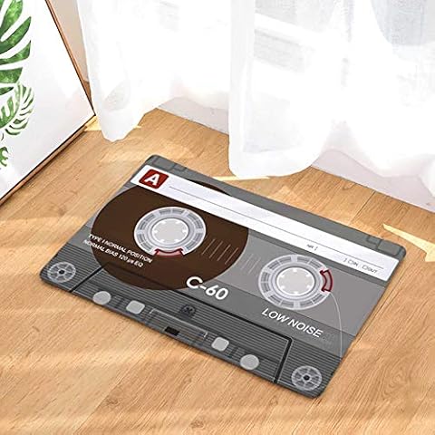 WENHAO Vintage Cassette Tape Door Floor Mats,Non Slip Indoor Doormat,Carpet Rugs for Living Room,Absorbent Entrance Mat,Non Slip Door Floor Mats Carpet Rugs-50 x 80 cm (E/50x80cm) Cover