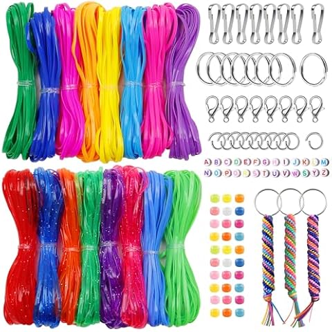 Asivsa Lanyard String 16 Colors Bracelet Making Lanyard String Keychain String for Bracelets Jewelry Making String Plastic Weaving Kit Craft DIY Accessories Cover