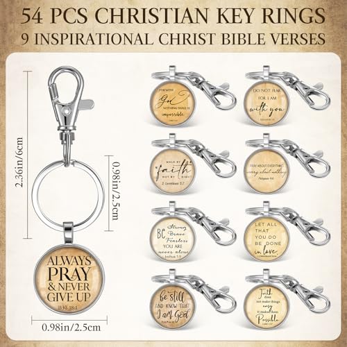 Image of Fumete Christian Keychain Bulk Bible Verse Religious Key Chains Scripture Quote Positive Gift for Women Men Church Pastor