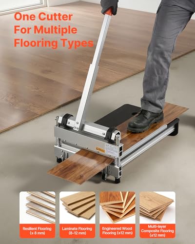 Image of VEVOR 13 inch Vinyl Floor Cutter, 12mm Thick Laminate Flooring Cutter with 15 /30 /45 Adjustable Angle Settings, Flexible Wheels, Telescoping Handle, Certain Engineered Wood, LVT, VCT, SPC, LVP, WPC