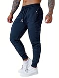 Mens Active Athletic Workout Jogger Sweatpants for Men with Zipper Pocket and Drawstring Size S-2XL