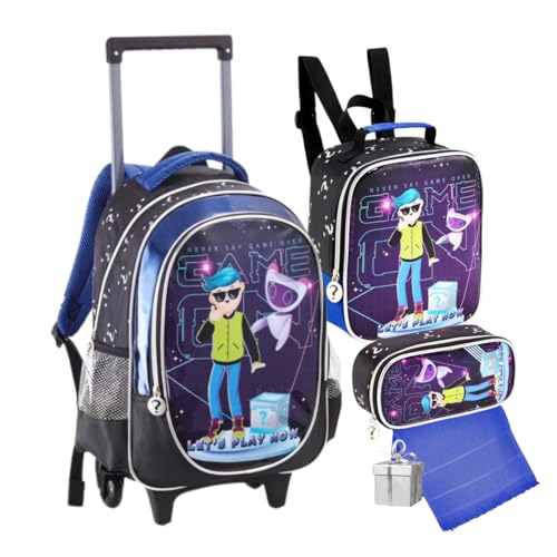 Kit Mochila Infantil Rodinha Vídeo Game Pk Xd Com Lancheira E Estojo