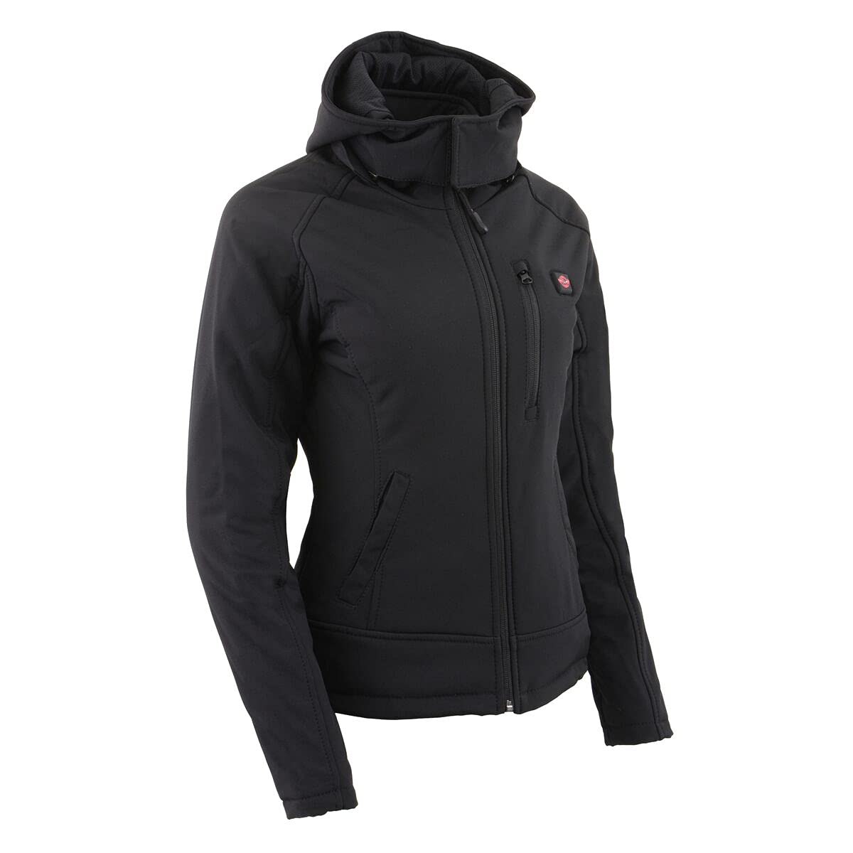 Milwaukee Leather MPL2767SET Women's Black 'Heated' Soft Shell Hooded Jacket (Battery Pack Included)