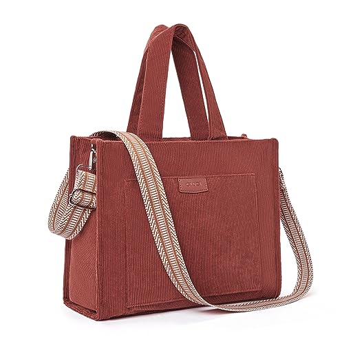 CLUCI Corduroy Tote Bag For Women Casual Zipper Tote Fashion Shoulder Handbag Hobo Bag