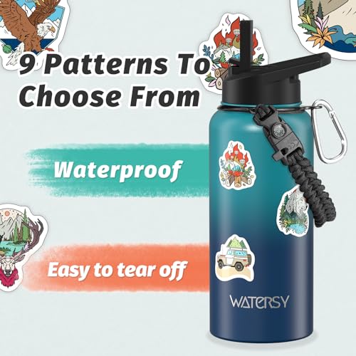 Image of 32oz Insulated Water Bottle (Cold for 48 Hrs),BPA Free&Leak Proof,Stainless Steel Water Flask,Water Jug with Straw Spout Lids for Gym,Hiking,Travel,Gradient Blue