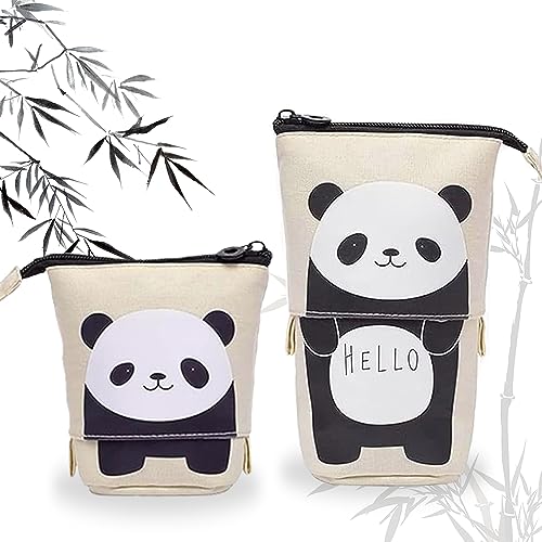 HIQE-FL Pencil Case Zip, 2-in-1 Pencil & Pen Holder, Telescopic, Canvas, Holds 25 Pens, Multifunctional, R, Cartoon Pattern