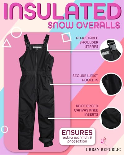 Image of URBAN REPUBLIC Kids Snow Bibs - Waterproof Insulated Bibs Winter Overalls Kids Snow Pants for Boys and Girls (Sizes 5-16)