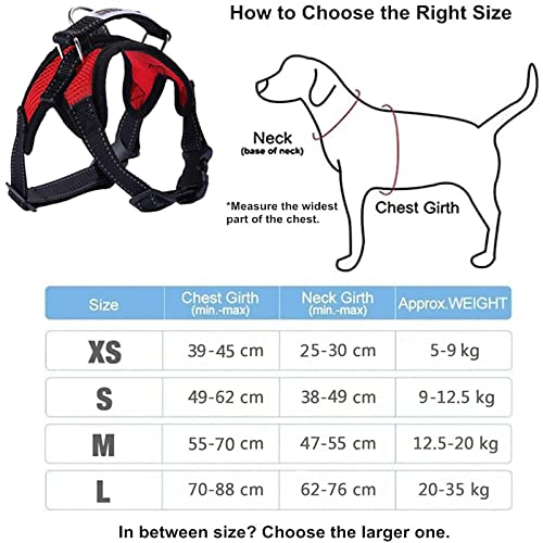 Image of Dog Harness Mesh Breathable Comfortable Pet Vest No Pull Adjustable Soft Padded Dog Power Strap (red, XS)