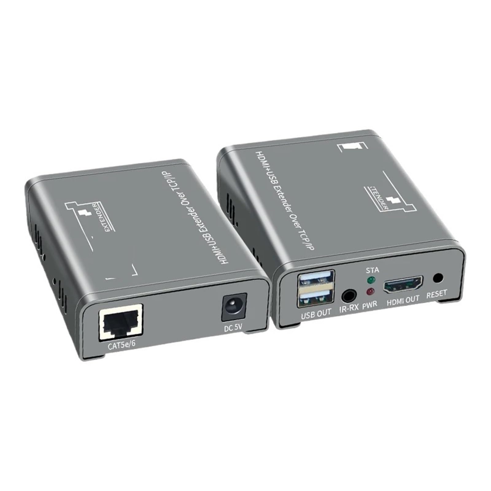 200M HDMI KVM Extender Over UTP/TCP Rj45 Cat5e/6 1080P HDMI USB Ethernet Extender Support Via Network Switch USB Mouse Keyboard(1 TX and 1RX,US Plug)-image-1
