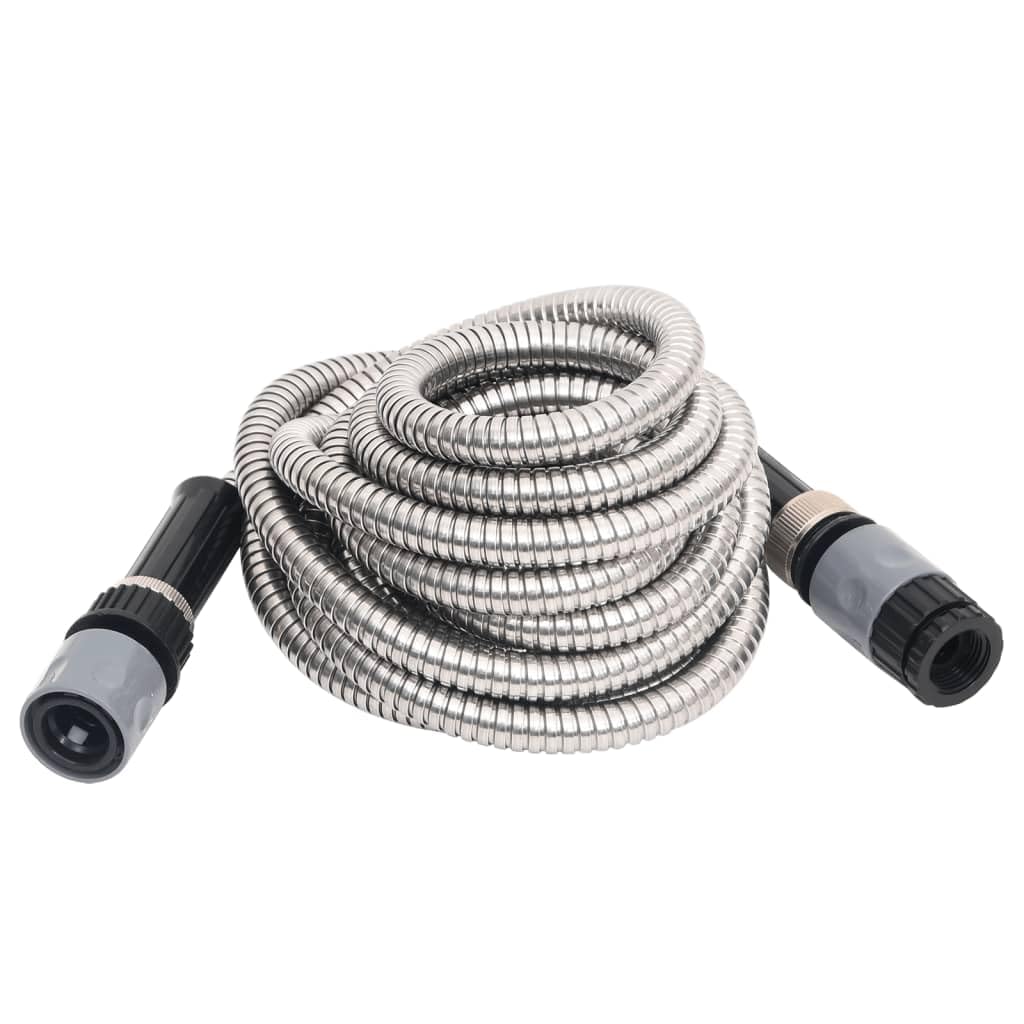 Stainless Steel Garden Hose with 8-Function Spray Nozzle, 0.6 Inch by 22.5 Meter, Corrosion-Resistant and Kink-Resistant for Watering, Cleaning, and Pet Bathing