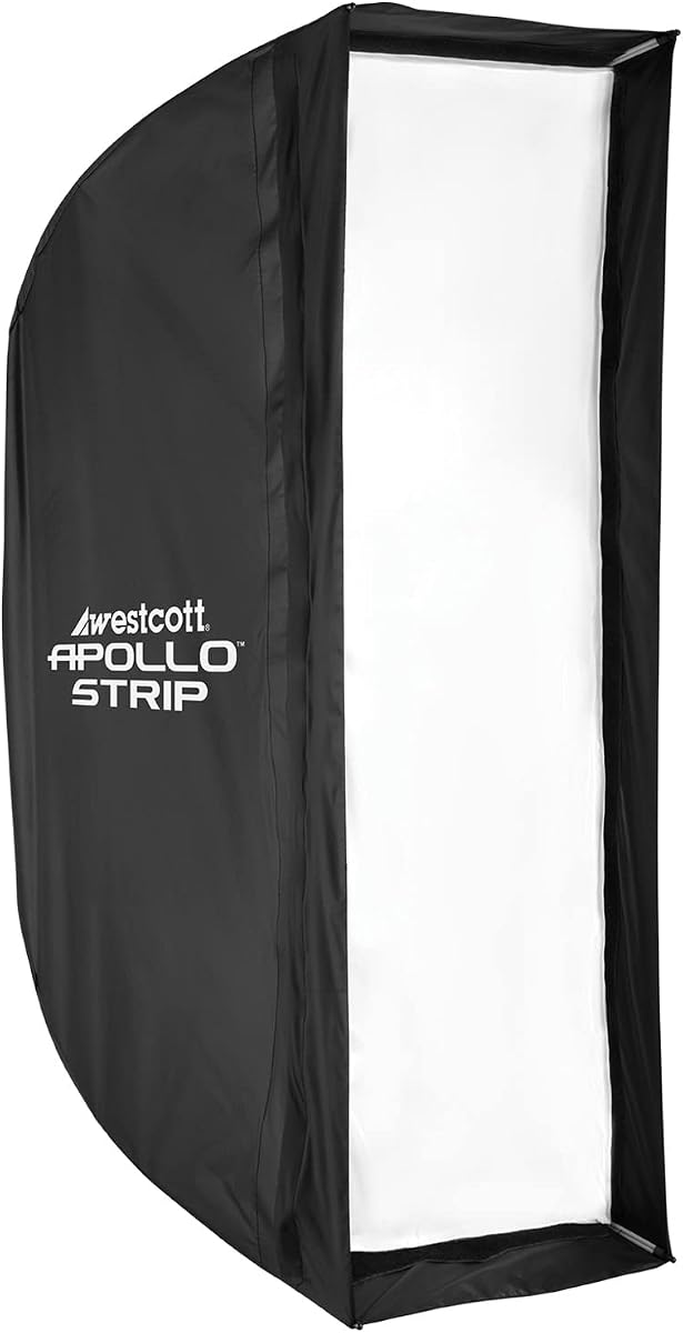 Westcott Apollo Strip (12” x 36”) Quick Open Softbox with Free Egg Crate Grid - Speedlight, Monolight, Flash, or Continuous Light Modifier | Continuous Light Modifier, Free Egg Crate Grid - Speedlight