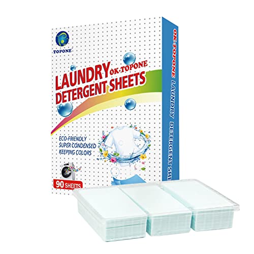 Amesor Detergente para Ropa - Detergente En Papel - Tiras Detergente Lavadora - Detergente 90 Piezas Limpieza Nanoconcentrado para El Hogar, Dormitorio, Viajes