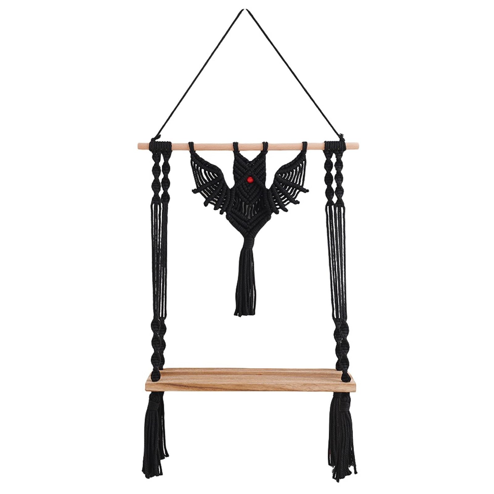 Elnwnnkc Bat Shape Tapestry Wall Hanging Shelf Delicate Handwoven Bat Tapestry Wall Shelf Stylish Accessory Holder Art Lovers Accessory