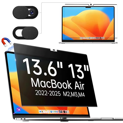 Makinda   Filtro magnético de privacidad para MacBook Air 13.6/13 (2022 2025 M2、M3、M4), extraíble de pantalla anti espía filtro de privacidad para Mac Air M3 13.6 pulgadas