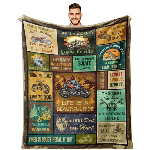 JUCIPAY Christmas Motorcycle Gifts for Men, Harley Davidson Gifts for Men, Motorcycle Blanket 60