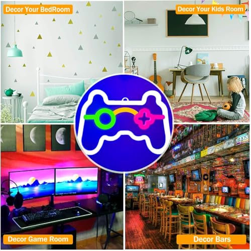 Image of Game Neon Sign, USB Cable Operated Gamer Neon Light for Man Cave Bar Gaming Sign for Boys Kids Room Decor